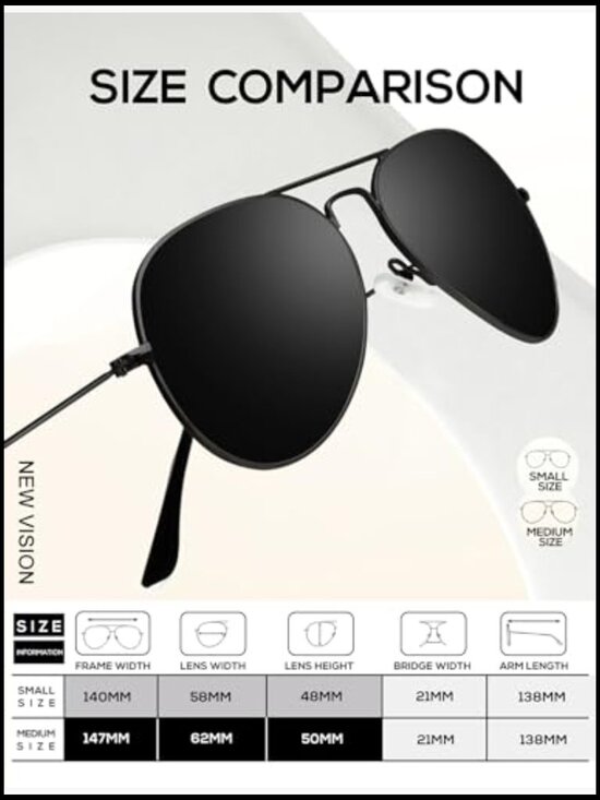 Classic Aviator Sunglasses Polarized UV Blocking Driving